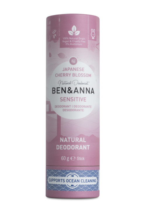Sensitive Prírodný dezodorant v papierovej tube BEN&ANNA, 60g – Japanese Cherry Blossom